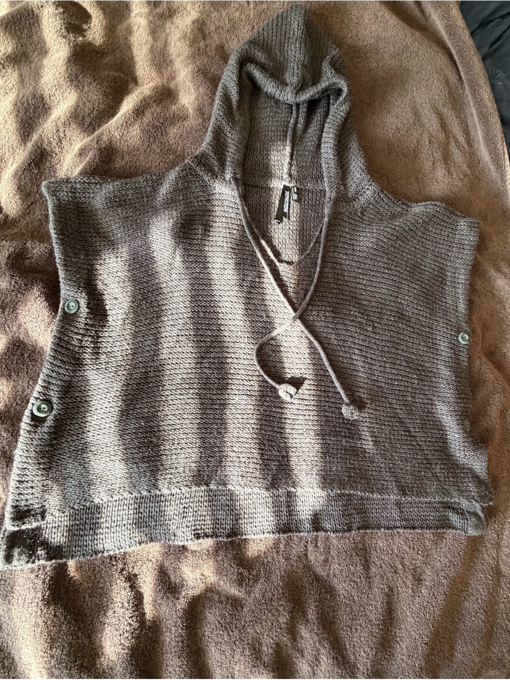 Razzle Dazzle Women's Hooded Button-Side Knit Poncho Sweater - Med - NWOT